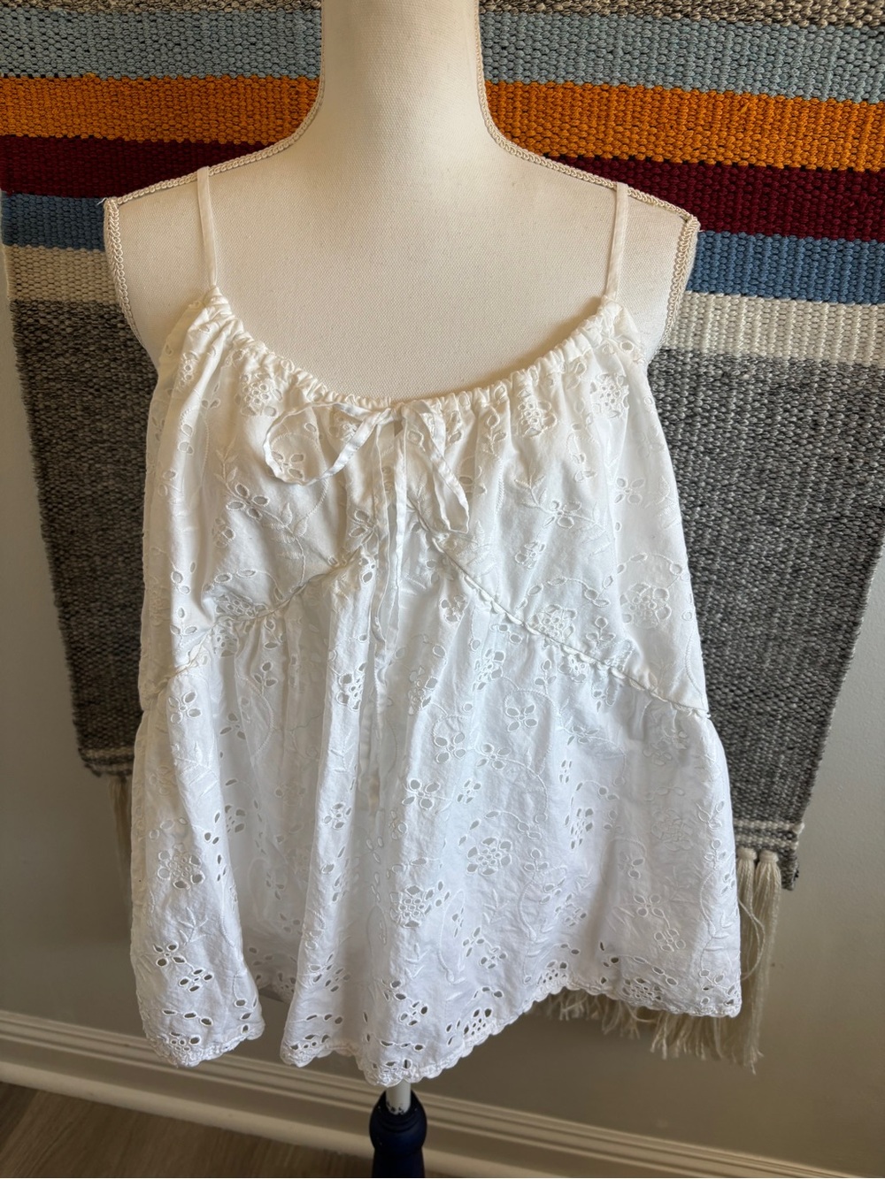 White Eyelet Spaghetti-Strap Camisole